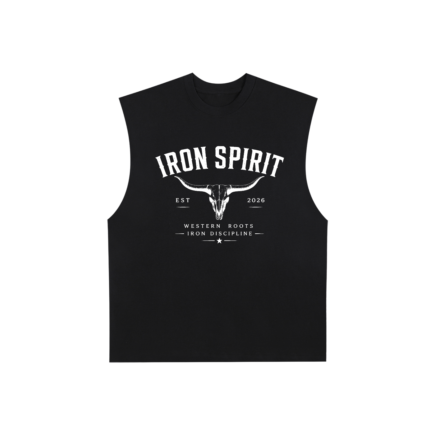 Raw Edge Cotton Tank Top (White Lettering)