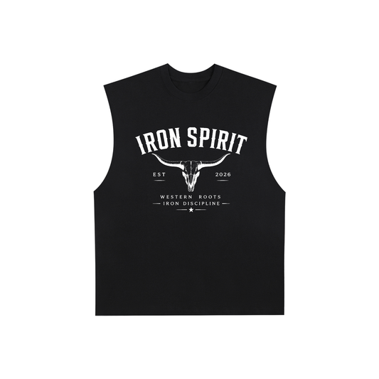 Raw Edge Cotton Tank Top (White Lettering)