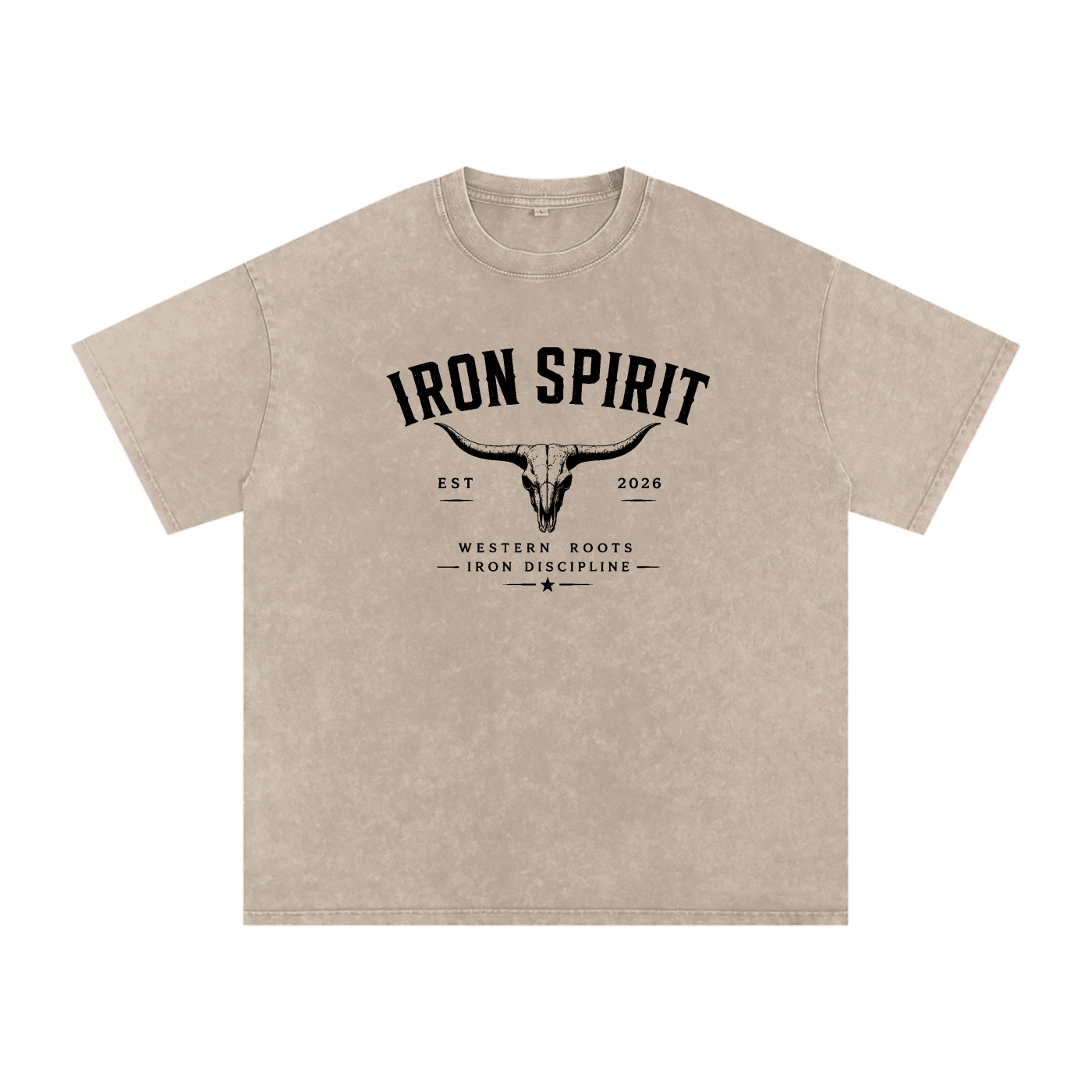Snow Washed Oversized Cotton T-Shirt (Black Lettering)