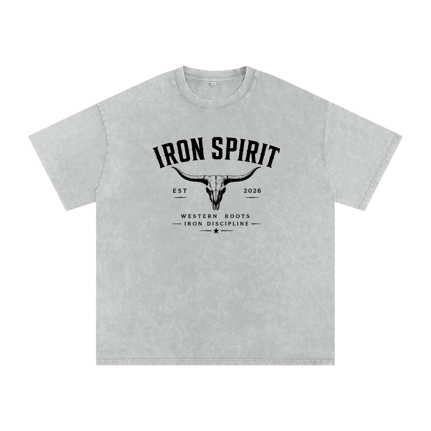 Snow Washed Oversized Cotton T-Shirt (Black Lettering)