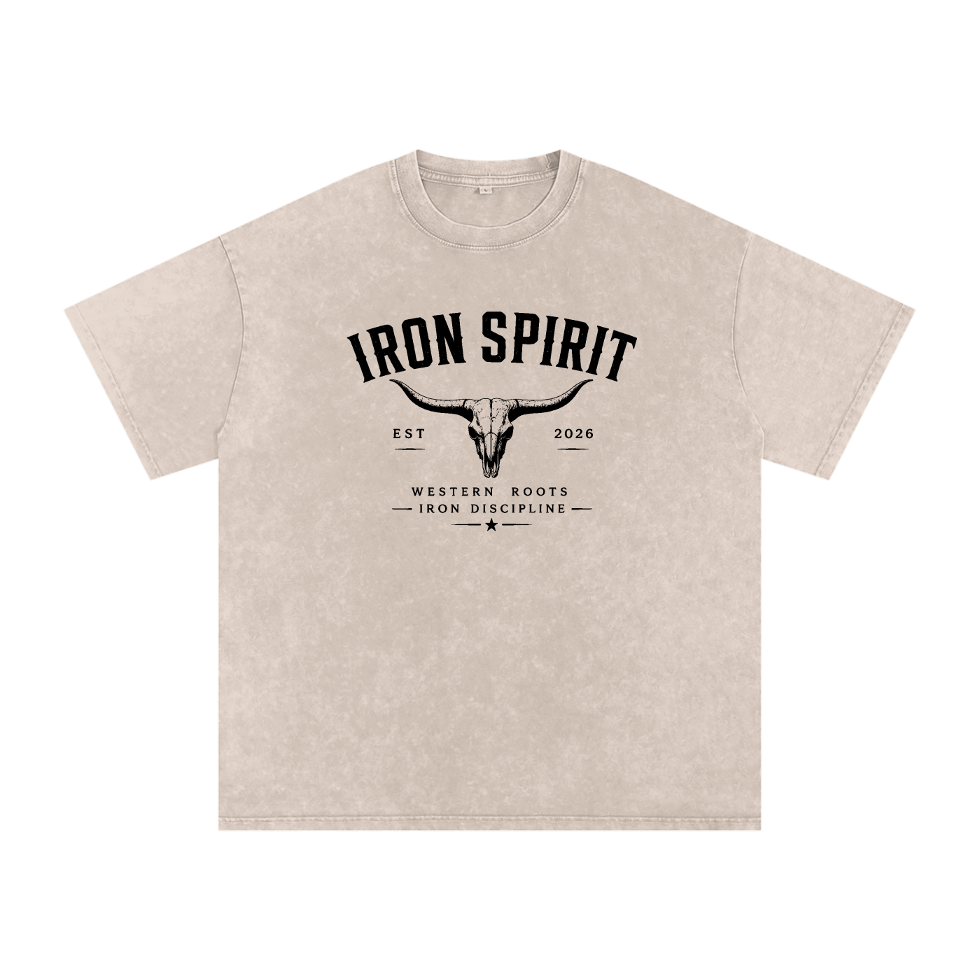 Snow Washed Oversized Cotton T-Shirt (Black Lettering)